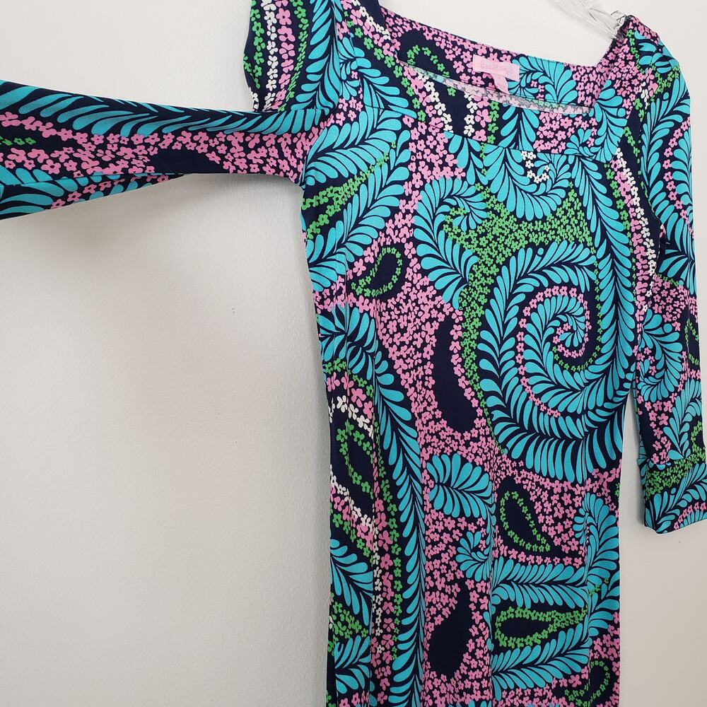 Lily Pulitzer Silk Dress 3/4 Sleeve Knee-length Psychedelic Paisley Size 2 - Picture 3 of 10